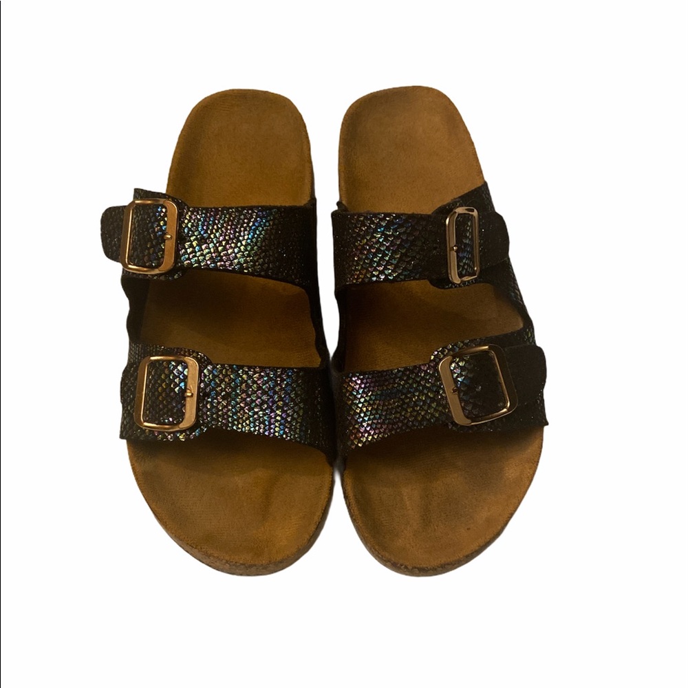 Metallic Mermaid Slide On Sandals
